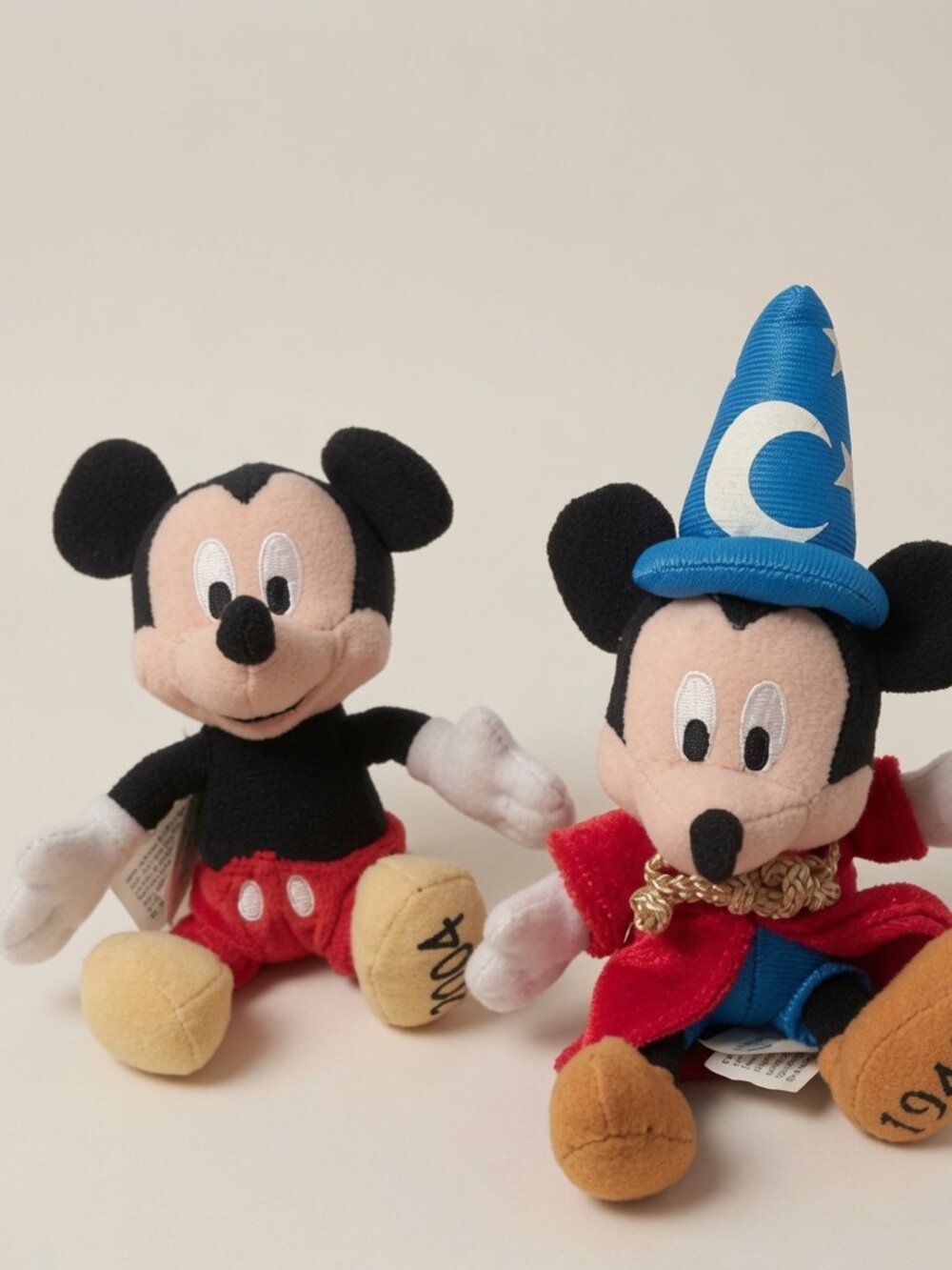 Lot (2) Disney Mickey Mouse Plush Toy Set - Black, Red, Blue